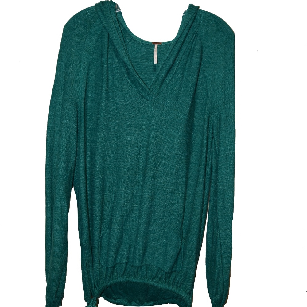 Free People hooded tunic jade green size M